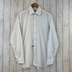 Ted Baker White Cotton Endurance Long Sleeve Dress Shirt Mens Size 16 34/35